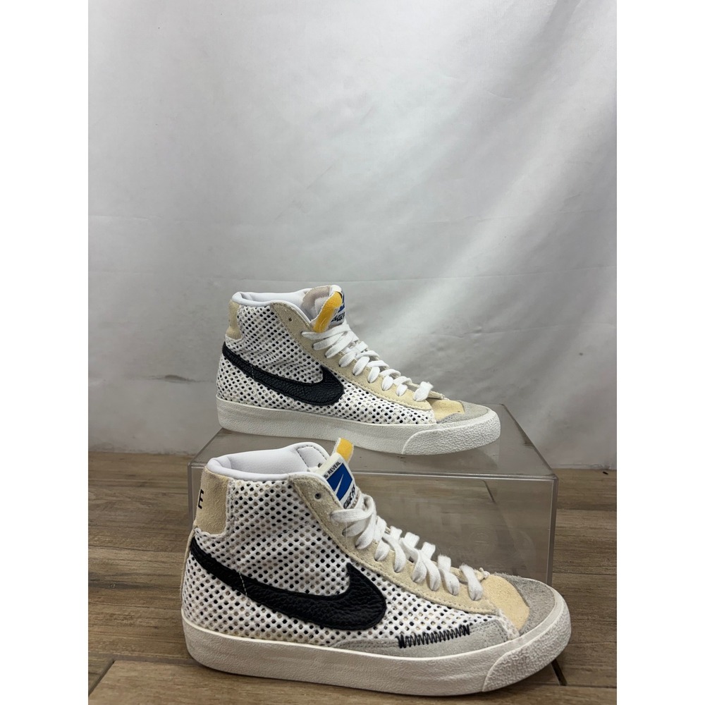 Nike Blazer Mid 77 Alter & Reveal White Black Mesh Sneakers DO6402-100 Mens 7Y